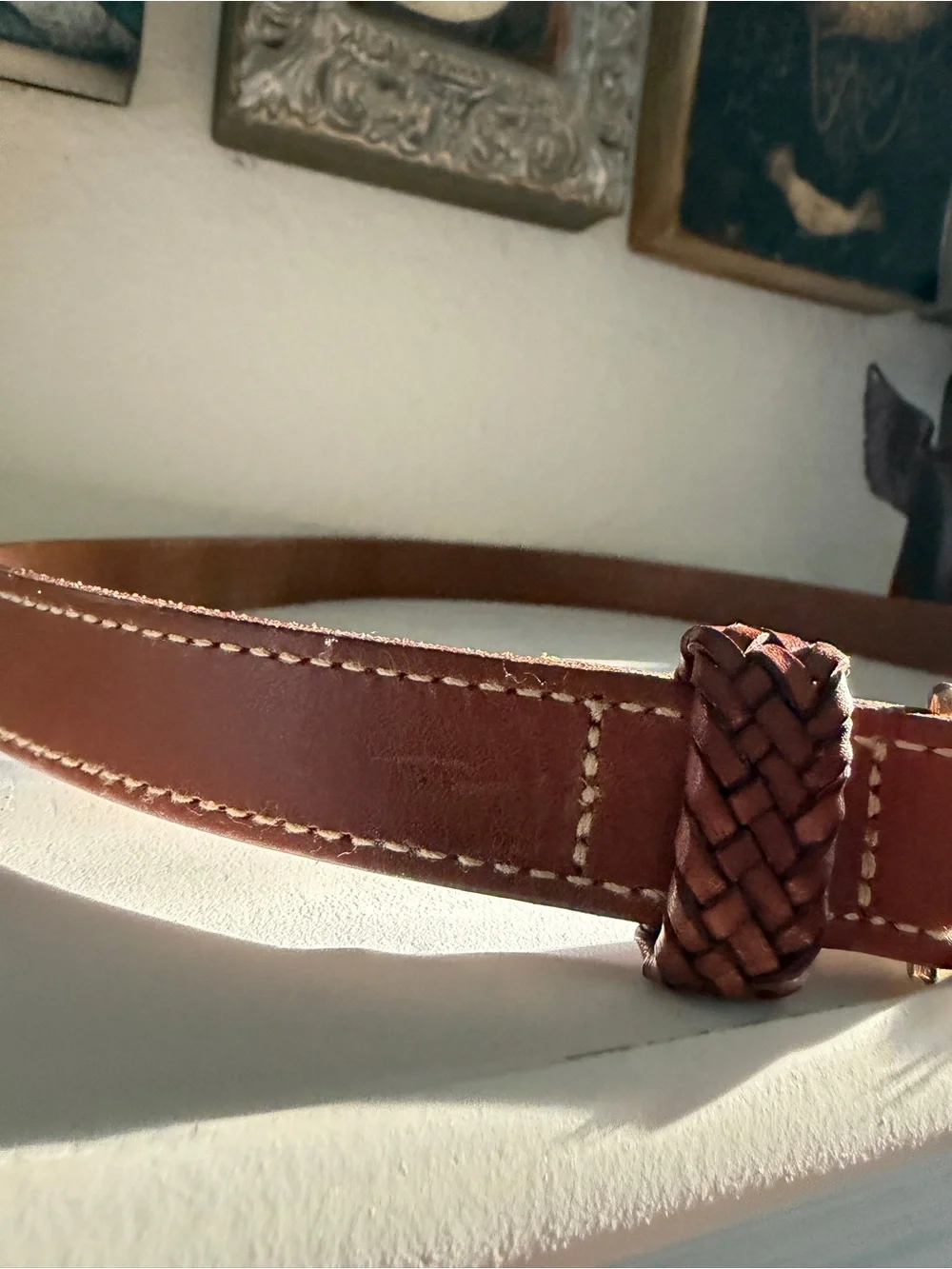 Lauren‎ by Ralph Lauren Medium Brown Leather Belt Brass Horsebit Size Medium